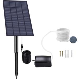 Andoer Solar Pond Oxygenator 2W Plug-in Solar Oxygen Pump Fish Tank Oxygenator Aquarium Oxygen Aerator Air Pump Fishing Aerator with Pipe Air Bubble Stones for Garden Fish Tank Outdoor Pool Pond