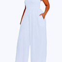 Ophestin Women's Strapless Tube Wide Leg Jumpsuits Smocked Women Jumpsuits Dressy Casual Flowy One Piece Jumpsuits Rompers
2XL