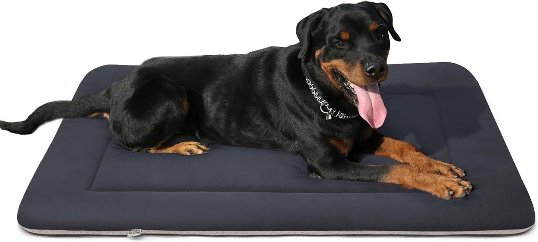 Magic Dog Large Dog Bed Soft Dog Crate Pad Dog Mat, 42 Inches Machine Washable Pet Bed Kennel Pad with Non-Slip Bottom, Dark Gray, Size: 42.0"L x 28.0"W x 1.2"Th