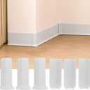 Baseboard Corner Blocks 4inch Height, Self Adhesive 3 Inside + 3 Outside Corners-Connector Between The Cove Base Wall Base Rubber Moulding Trim, Perfect Match for Our S100 Baseboard(White)