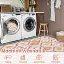 Indoor Rugs for Entryway, 2X3 Small Pink Kitchen Rug, Boho Moroccan Geometric Trellis Area Rug with Vibrant Hues for Bathroom Door Mat Indoor Entrance - Low-Profile Non-Slip Backing Carpet