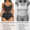 SHAPERX Women's Shapewear Bodysuit Tummy Control Seamless Zip-Up Body Shaper Waist Defining Body Suit (Black, XS)