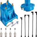 Tune Up Kit Distributor Cap, Rotor, 4X Spark Plugs, 5X Spark Plug Wires Compatible with 3.0L 4cyl Mer-Cruiser Engines Made by General Motors with Delco EST Ignition Systems, #811635Q2 816761Q14