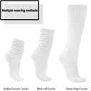 Women's & Men's Scrunch Knee High & Crew Boot Socks - Neon Slouchy Tube Long Socks Pack (White)