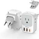 TESSAN European Travel Plug Adapter 2 Packs, Type C Europe Adaptor Foldable Plug 4 Outlets 3 USB(1 USB C PD 20W), US to Spain France Italy Germany Denmark Iceland European Travel Must Haves