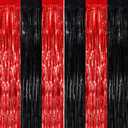 Black Red Fringe Curtain Party Streamers 2 Pack 3.3 x 8.3 Ft Foil Fringe Backdrop Curtains for Birthday Wedding Bridal Baby Shower Holiday Tinsel Streamers Black Party Decorations Door Streamers