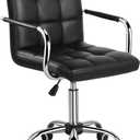 Yaheetech Desk Chair - Office Chair with Arms/Wheels for Students Swivel Faux Leather Home Computer Black