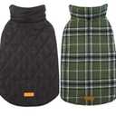 Kuoser Waterproof Dog Coat, Reversible Dog Jacket for Medium Dogs, Adjustable Durable Doggie Winter Coat Warm Puppy Cold Weather Apparel from Small to Large Breed, Green M