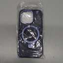 PuyaTeya Compatible with iPhone 14 pro Case with Magnetic Ring Stand, Military Drop Protection, Anti-Scratch/Anti-Fingerprint Translucent Matte Phone Case for iPhone 14 pro (Dark Blue)