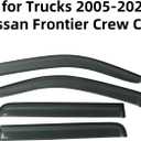 Window Visor Rain Guards Fit for Nissan Frontier Crew Cab 2005-2021 Trucks, Outside Mount Vent Deflector, Smoke Tinted Side Wind Window Deflectors for Nissan Frontier Accessories 94407