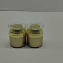 2-pcs 1.7oz Airless Pump Jar, Refillable Cream Jar Vacuum Bottle Travel Size Empty Container for Cream and Lotion (1.7 oz-Gold)