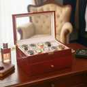 High End Rosewood Watch Box with Velvet Lining 20 Slots, 2 Layer Watch Holder Organizer with Glass Lid & Removable Cushions, Luxury Watch Case for Men Women, Ideal Gift for Watch Display & Storage