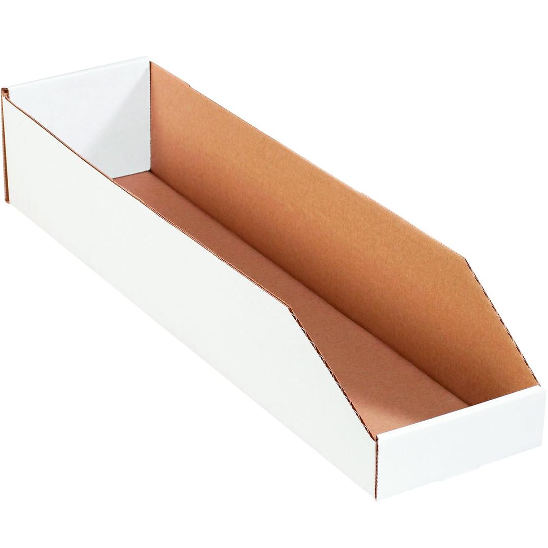 Box USA BBINMT624 Open Top Bin Boxes, 6" x 24" x 4 1/2", Oyster White (Pack of 50)