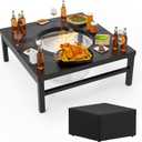 SafBbcue Fire Pit Surround Table for Solo Stove Yukon Accessories, 45" Fire Pit Table Top for Smokeless Patio Fire Pit, Firepit Surround Tabletop for Solo Stove Yukon with Waterproof Cover/Shelter