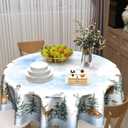 Giwawa Winter Deer Round Tablecloth 60 Inch Pine Tree Table Cloth Holiday Decorative Table Cover for Home Kitchen Dining Room Picnic Party