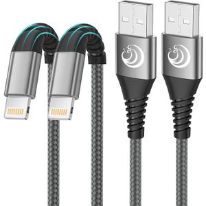 iPhone Charger [Apple MFi Certified] 2Pack 10FT Long Lightning Cable Fast Charging Nylon Braided iPhone Charger Cord USB Cable Compatible with iPhone 14 13 12 11 Pro Max XR XS X 8 7 6 Plus SE iPad (3m gray)