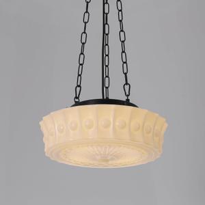 Milk Glass Pendant Light, 14" Mid Century Modern Schoolhouse Hanging Ceiling Light Fixture, Vintage Chandelier for Bedroom, Dining Room,Hallway,Kitchen Island, 4*G9 Dimmable Bulbs Included, White