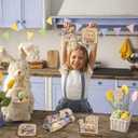 VitalCozy 8 Pcs Easter Kitchen Towels Oven Mitts and Pot Holder Sets Happy Easter Floral Kitchen Towels Retro Dish Towel Cute Bunny Egg Cross Heat Resistant Oven Gloves Potholder for Holiday Baking