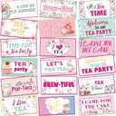 24 Designs Tea Party Photo Booth Props Double Sided 11.02 x 5.51'' Photo Booth Props Tea Party Decorations Set DIY Water Proof Selfie Sign PVC Printing for Women Garden Bridal Shower Birthday Supplies (Pink)