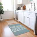 Blue Beach Door Mat, All She Does is Beach Doormat for Indoor Outdoor Entrance Porch, Retro Coastal Welcome Mats for Front Door Entryway, Ocean Bathmat Rug for Bathroom, 17x30 Inches