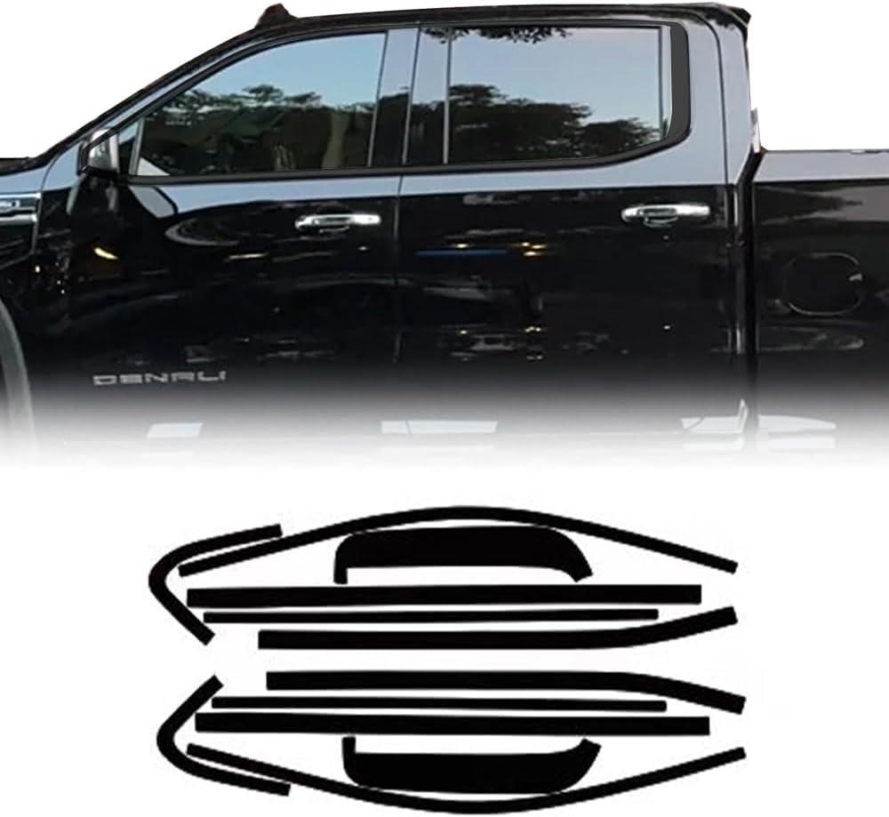 Side Window Trim Chrome Delete Blackout Overlay Kit Pre-Cut Vinyl Compatible for GMC Sierra 2019-2023