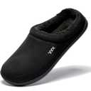 NewDenBer Men's Warm Memory Foam Suede Plush Fleece Lined Slip on Indoor Outdoor Clog House Slippers 6-7D