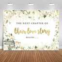 7x5FT Wedding Backdrop White Floral The Next Chapter of Their Love Story Begins Photography Background Bridal Shower Engagement Wedding Party Decorations Banner Photo Booth Props
