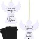 Unittype 2 Pcs Dad in Heaven Ornaments for Christmas Tree Angel Shape Memorial Xmas Tree Hanging Bereavement Christmas Decorations Loss of Daddy Sympathy Gift