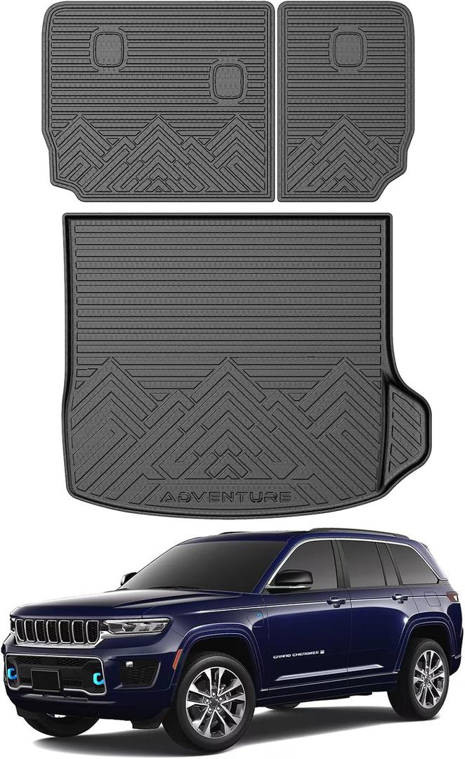 Mixsuper Cargo Liner for Jeep Grand Cherokee 2022-2026, All Weather TPE Trunk Cargo Mat with Backrest Protectors Compatible with Grand Cherokee & 4xe (Not for Grand Cherokee L/WK)