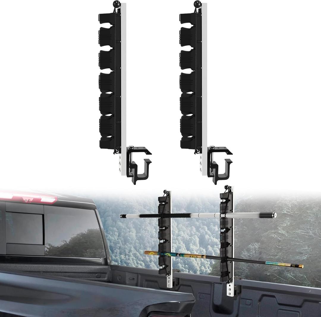 GADFISH Fishing Rod Holder for Truck Bed, Hold 6 Fishing Rods at Once, Adjustable Fishing Rod Holder Fits Most Fishing Rods, 2 Mounting Options