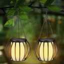 Solar Lantern Outdoor Lights Lantern Hanging Lights with Crystal Shining Effect Waterproof Decorative Upgraded Metal LED Lights for Garden Yard Desk Patio Pathway 2 Pack
