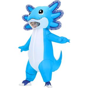 Stegosaurus Inflatable Axolotl Costume for Kids Halloween Kid Blow Up Costume Deluxe Blue Costumes for Girls Boys Cosplay Party