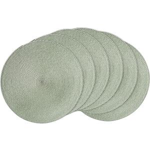 AHHFSMEI Round Braided Placemats 15 Inch Round Table Mats for Dining Tables Natural Woven Heat Resistant Place mats Set of 6 (Sage Green)