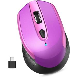 RaceGT USB C Wireless Mouse - 2.4G Cordless with 6 Buttons and 3 Adjustable DPI for MacBook Pro/Air, Laptop, Desktop, PC
