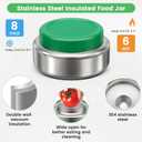 Stainless Steel Bento Box Kids Adult with 7oz Soup Thermo, Transparent Lid 3 Compartments Metal Bento Lunch Box with Insulated Food Jar,Lunch Box Container Sauce Cup for School,BPA-Free (Green)