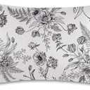 Satin Pillowcase 1 Pack-Black and White Peony Tulips Vintage Floral Silky Pillow Cover for Hair and Skin,King Size 20x36 Inch Soft Cooling Printed Pillow Cases with Hidden Zipper,Gifts for Women Men