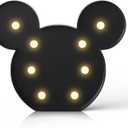 Black Mouse Decor, Battery Powered Night Light for Kids, Birthday Decorations, Kids Room Decor for Bedroom, Wall Decorations, 2 count