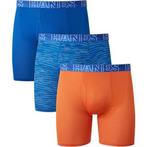 Hanes Men's Underwear Boxer Briefs Pack, Moisture-Wicking Men's Mesh Underwear, X-Temp Cooling with Odor Control, 3-Pack, XL