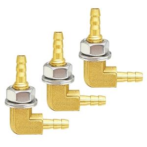Joywayus 3/16" Hose Barb Thru-Bulk Head Hex 90 Degree L Right Angle Elbow Union Brass Fitting Water/Fuel/Air (Pack of 3)