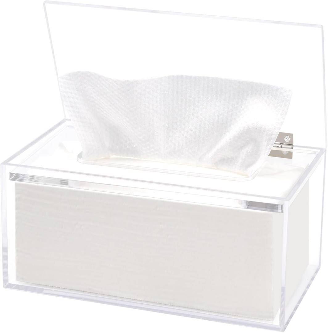 Wipes Holder Container Refillable, Acrylic Dispenser Box for Disposable Wipes, Rectangle Disposable Face Towels, Clear