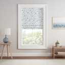 Eclipse Evangeline Botanical Roman Shade for Windows, Cordless 100% Blackout Shade, 33 in Wide x 64 in Long, Noise Reducing, Energy Efficient, Woven Design Window Shade for Any Room, Marine (33"W x 64"H, Marine)