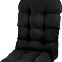 Adirondack Chair Cushion, Rocking Chair Cushion 44x19.4x4 inch, High Back Patio Cushions of Upper and Lower with Ties, Sunscreen and Fade-Resistant (Black, 1)