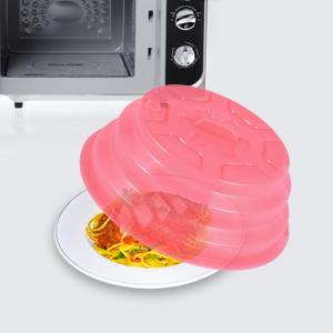 Kichwit Collapsible Silicone Microwave Plate Cover for Food, Dishwasher Safe and BPA Free, Red, 11