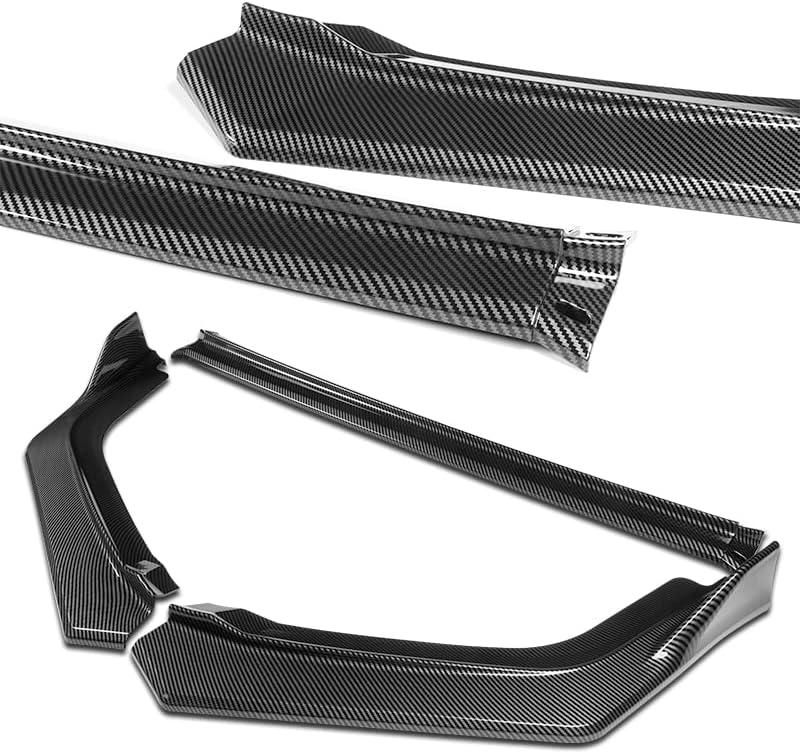 HYPERSPEED Front Bumper Spoiler Lip 3PCS ABS Type-R Style Fit for Honda Civic Sedan 2022 2023 2024, Car Mods Exterior Accessories Replacement Parts Assembly, Air Chin Body Kit Splitter (Carbon Look)