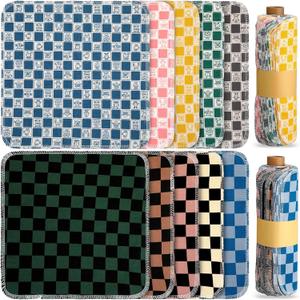 Redbaker 50 Pcs Reusable Paper Towels Paperless Reusable Cotton Cloths Toilet Absorbent Washable Paper Towels with Roll Kitchen Dishcloth for Kitchen Paperless Dishcloths(Trendy)
