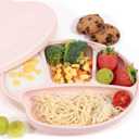 2 x Li&Zhao Baby Bowls with Suction - Suction Plates for Toddlers Toddler Plate Baby Plate Divided Design Kids Plates Baby Suction Plate with Lids Microwave & Dishwasher (Pink)