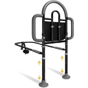 Bed Rails for Elderly Adults Safety, Adjustable Bed Assist Rail - Portable Bed Cane Supports 400 Lbs,ASTM Approved Bedside Safety & Stability for Seniors,for Bed Frames 14.57"-20.67"