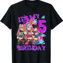 5 Years Old Birthday K pop Kids 5th Birthday Girls K-pop T-Shirt (Black, XS)