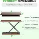 Standing Desk Converter Adjustable Height, 25.16" 15.75" Height Adjustable Desktop Riser, No Assembly Required, Desktop Workstation for Laptop, Monitor and Office Use (Natural Wood) (Natural), 25.16" 15.75" 2.75"