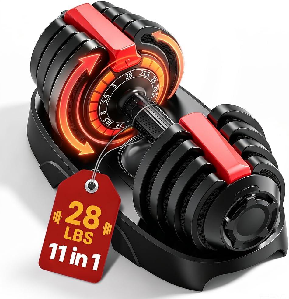 28 lbs Adjustable Dumbbell Set, Adjustable Dumbbells, 28LB Single